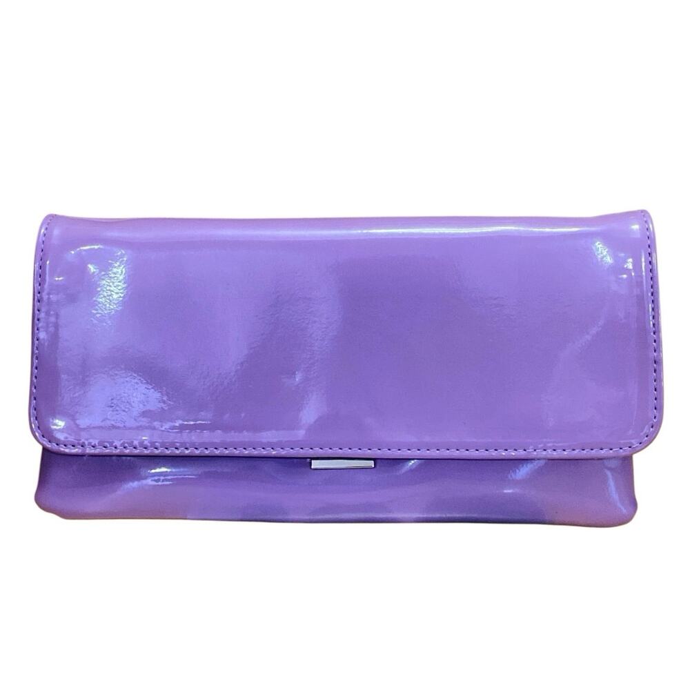NEW Steve Madden Women's Glossy Purple Wristlet Clutch Crossbody Handbag OS